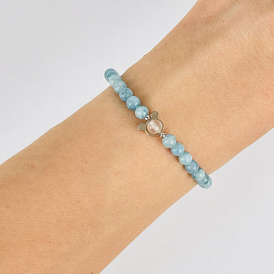 Браслет детский из Аквамарина и Лунного камня, Артикул: 117651 - изображение товара №1