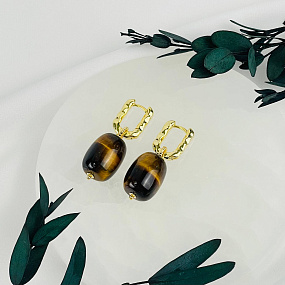 Серьги из Тигрового глаза, Артикул: 117610 - изображение товара №2
