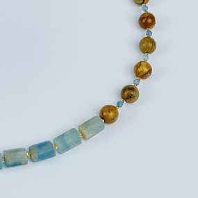 Колье из карибского Кальцита, Яшмы и Тигрового глаза, Артикул: 118282 - изображение товара №4