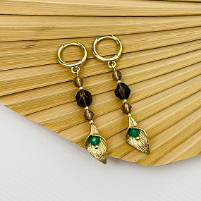 Серьги из Раухтопаза и Агата тон., Артикул: 103748 - изображение товара №1