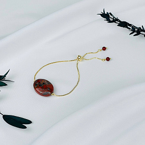 Браслет регулируемый с кирпичной Яшмой, Артикул: 117895 - изображение товара №1