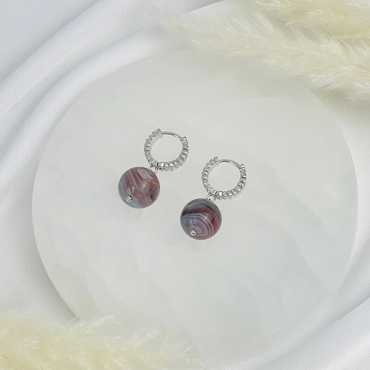 Серьги из Ботсванского агата, Артикул: 118492 - изображение товара №2