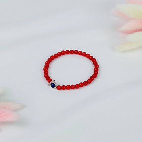 Браслет детский из Коралла и Лазурита со вставкой, Артикул: 117150 - изображение товара №2