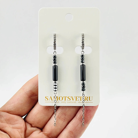 Серьги из Агата и Гематита, Артикул: 118583 - изображение товара №1