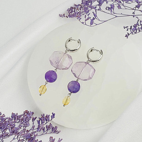 Серьги из Аметиста и Цитрина, Артикул: 118737 - изображение товара №2
