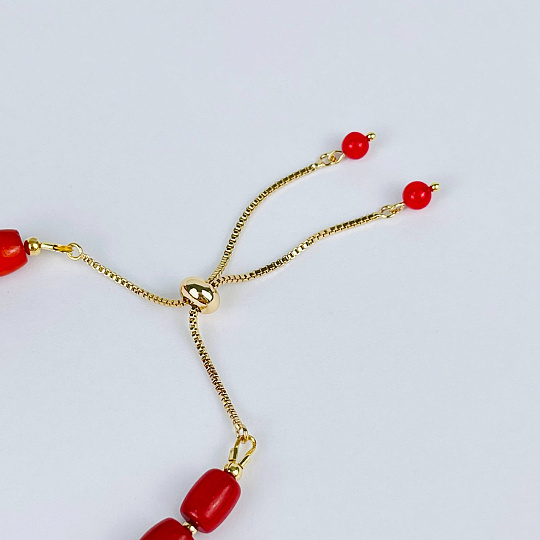 Браслет регулируемый на увеличение из Коралла, Артикул: 117641 - изображение товара №4