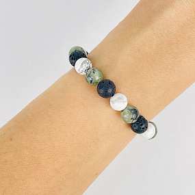 Браслет регулируемый "Стихия Воздух" из Пренита, Говлита и Лавы, Артикул: 114754 - изображение товара №2