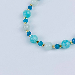 Браслет (Вишудха) регулируемый из Аквамарина, Апатита и Амазонита, Артикул: 117980 - изображение товара №4