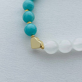 Браслет из Селенита и Амазонита со вставкой "Сердце", Артикул: 100165 - изображение товара №3