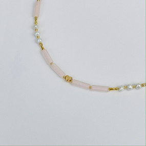 Колье из Розового кварца и Жемчуга, Артикул: 116888 - изображение товара №2