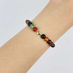 Браслет детский из Агата микс со вставкой сердце, Артикул: 118874 - изображение товара №1