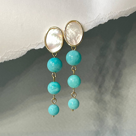 Серьги тройные из Амазонита, Артикул: 098509 - изображение товара №5