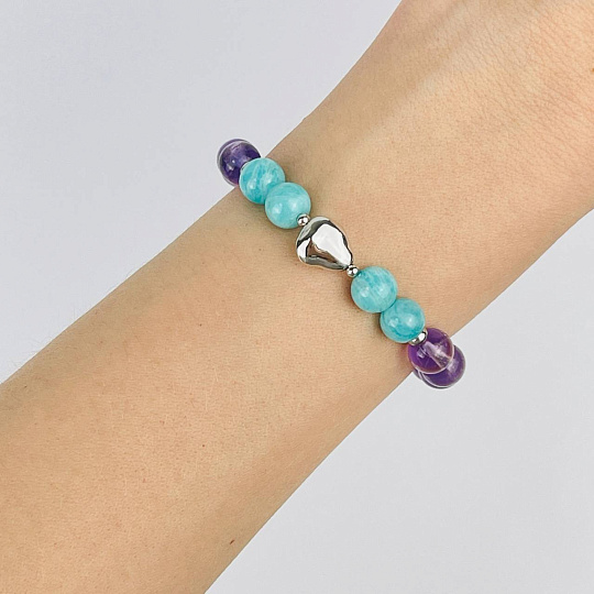 Браслет из Аметиста и Флюорита со вставкой, Артикул: 118529 - изображение товара №2