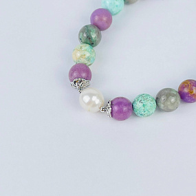 Браслет из Фосфосидерита, Варисцита и Жемчуга, Артикул: 117157 - изображение товара №3