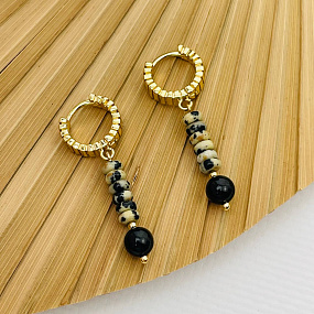 Серьги из перепелиной Яшмы и Турмалина