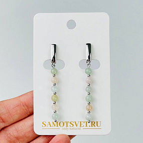 Серьги длинные из Берилла микс