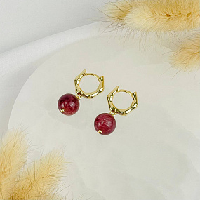 Серьги из Клубничного кварца, Артикул: 117601 - изображение товара №1