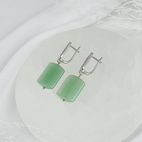 Серьги из зеленого Авантюрина, Артикул: 116859 - изображение товара №2