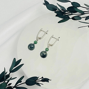 Серьги из Яшмы (Камбаба) и Кварца, Артикул: 118580 - изображение товара №2