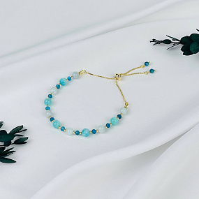 Браслет (Вишудха) регулируемый из Аквамарина, Апатита и Амазонита, Артикул: 117980 - изображение товара №1