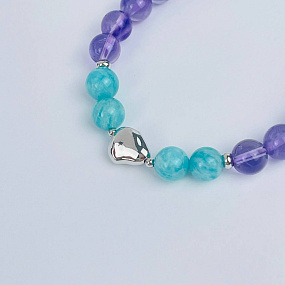 Браслет из Аметиста и Флюорита со вставкой, Артикул: 118529 - изображение товара №3