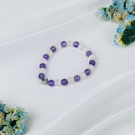 Браслет из Аметиста и Селенита со вставкой, Артикул: 118531 - изображение товара №2