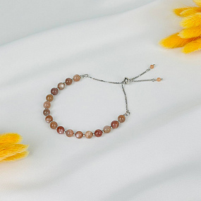 Браслет регулируемый из Лунного камня, Артикул: 117593 - изображение товара №1