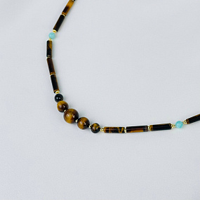 Колье из Тигрового глаза и Амазонита, Артикул: 116979 - изображение товара №2