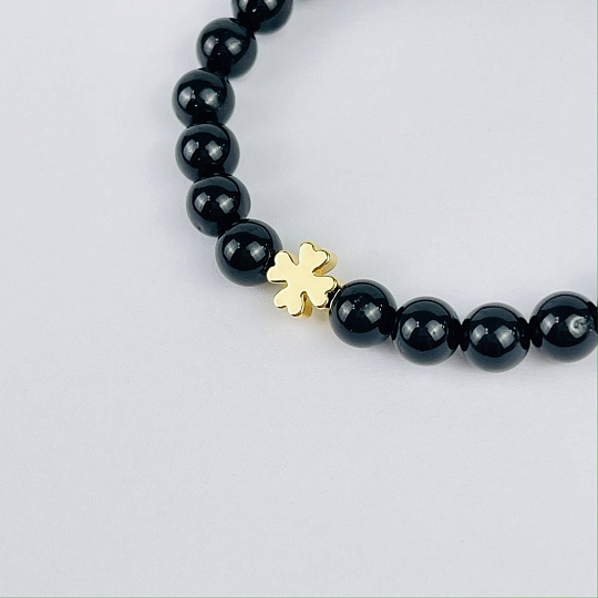 Браслет из черного Турмалина (Шерл) со вставкой, Артикул: 116988 - изображение товара №3