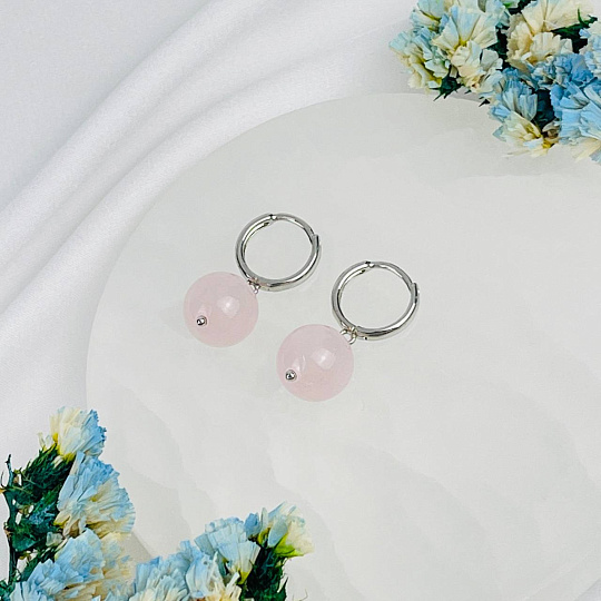 Серьги из Розового кварца, Артикул: 118497 - изображение товара №2