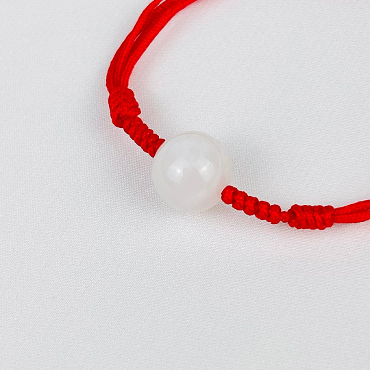 Защитный браслет Красная нить с белын Нефритом, Артикул: 116417 - изображение товара №3