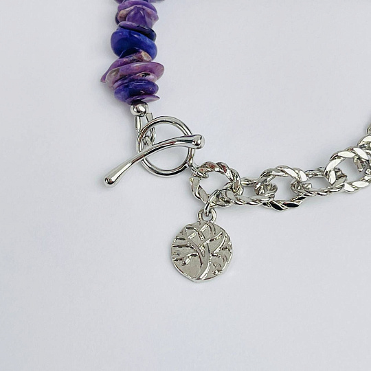 Браслет из Чароита с цепочкой, Артикул: 118247 - изображение товара №3