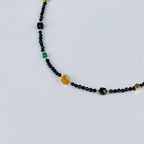 Колье из Шпинели, Малахита и Цитрина, Артикул: 116812 - изображение товара №2