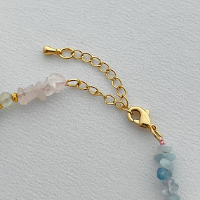 Браслет из Аквамарина, Розового кварца и Пренита, Артикул: 100187 - изображение товара №4