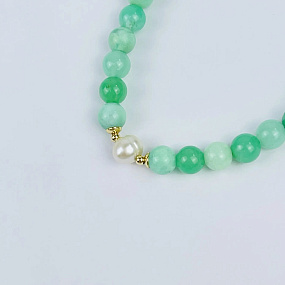 Браслет из Хризопраза и Жемчуга, Артикул: 118862 - изображение товара №3