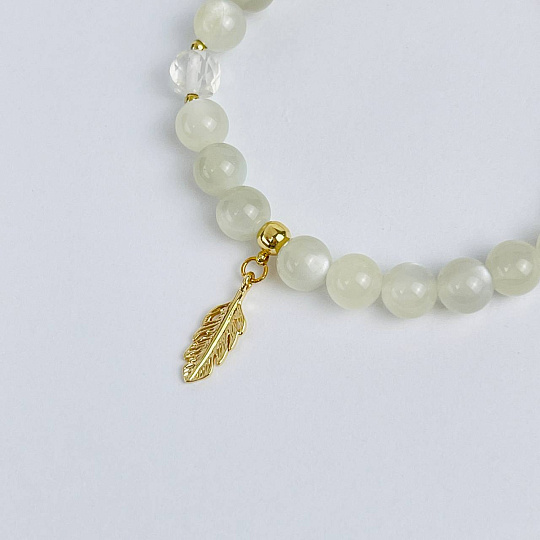 Браслет из Лунного камня и Горного Хрусталя с подвеской, Артикул: 117879 - изображение товара №3