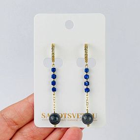 Серьги длинные из Лазурита и Лабрадора, Артикул: 118498 - изображение товара №1
