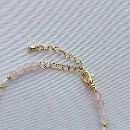 Браслет из Розового кварца, Апатита и Жемчуга, Артикул: 101946 - изображение товара №5