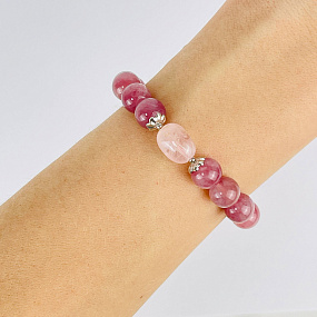 Браслет из Розового кварца и Морганита