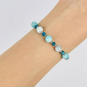 Браслет (Вишудха) регулируемый из Аквамарина, Апатита и Амазонита, Артикул: 117981 - изображение товара №2