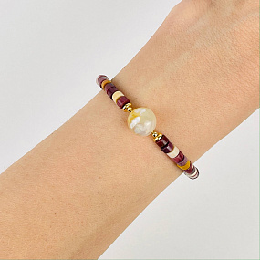 Браслет из Яшмы (Мукаит) и Агата, Артикул: 116983 - изображение товара №1