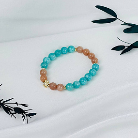 Браслет из Амазонита и Лунного камня, Артикул: 118538 - изображение товара №1