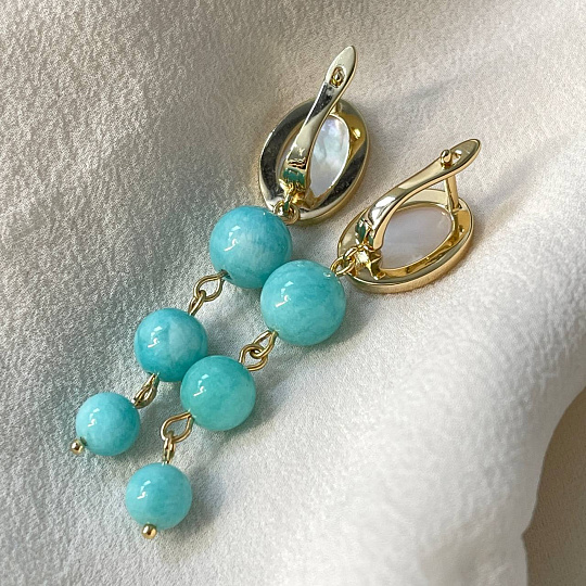 Серьги тройные из Амазонита, Артикул: 098509 - изображение товара №4