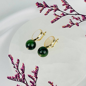 Серьги из Нефрита , Артикул: 117227 - изображение товара №2