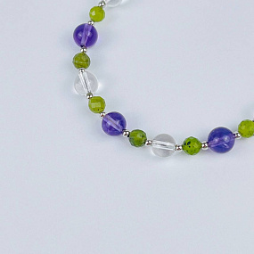 Браслет регулируемый из Аметиста, Горного Хрусталя и Змеевика, Артикул: 117982 - изображение товара №4