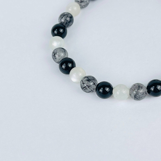 Браслет из Турмалина, Лунного камня и Кварца, Артикул: 117580 - изображение товара №3