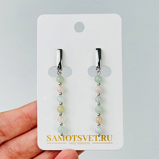 Серьги длинные из Берилла микс, Артикул: 116835 - изображение товара №1