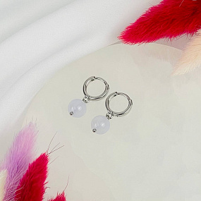 Серьги из голубого Халцедона, Артикул: 116843 - изображение товара №2