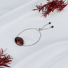 Браслет регулируемый с красной Яшмой, Артикул: 117894 - изображение товара №1