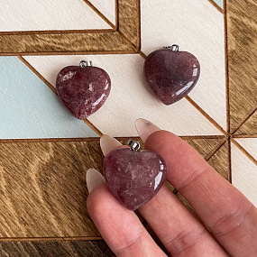Кулон "Сердце" из Клубничного кварца (Авантюрин), Артикул: 095340 - изображение товара №1